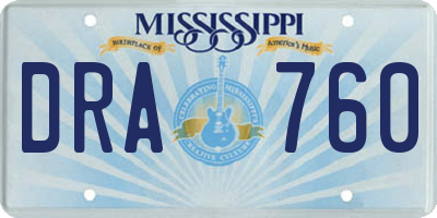 MS license plate DRA760