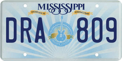 MS license plate DRA809