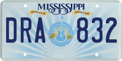MS license plate DRA832