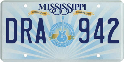 MS license plate DRA942