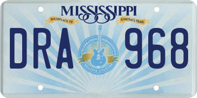 MS license plate DRA968
