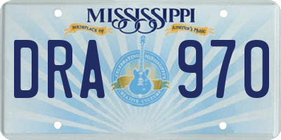MS license plate DRA970