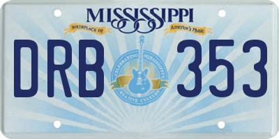 MS license plate DRB353