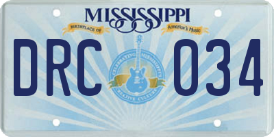 MS license plate DRC034
