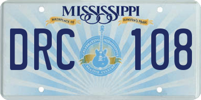 MS license plate DRC108