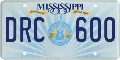 MS license plate DRC600