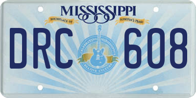 MS license plate DRC608