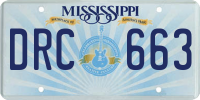 MS license plate DRC663