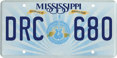 MS license plate DRC680
