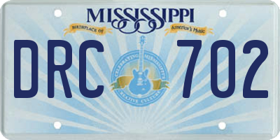 MS license plate DRC702