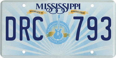 MS license plate DRC793