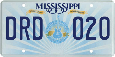 MS license plate DRD020
