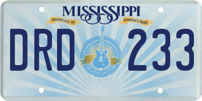MS license plate DRD233