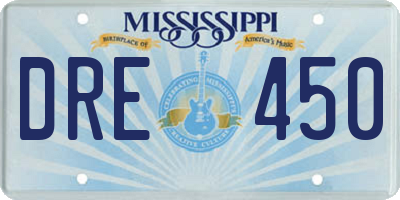 MS license plate DRE450