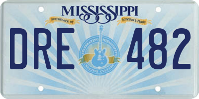 MS license plate DRE482