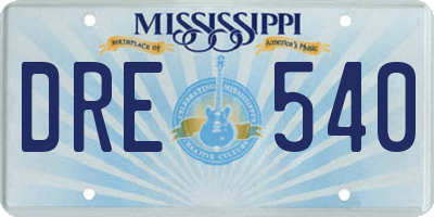 MS license plate DRE540