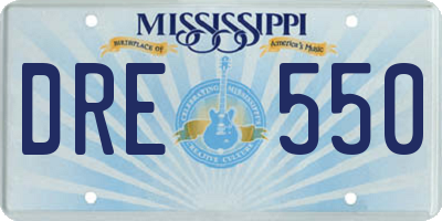 MS license plate DRE550