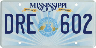 MS license plate DRE602