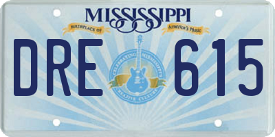 MS license plate DRE615