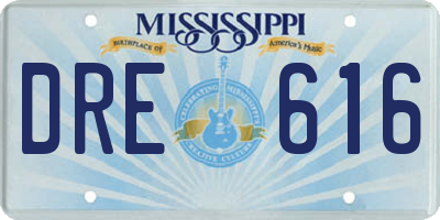 MS license plate DRE616