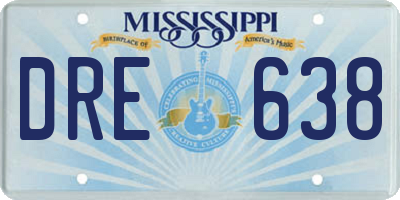MS license plate DRE638
