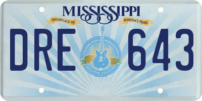 MS license plate DRE643