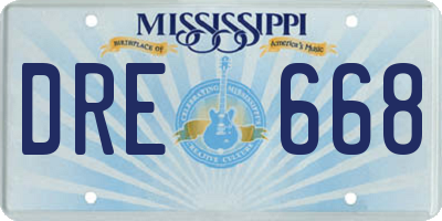 MS license plate DRE668