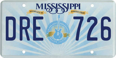 MS license plate DRE726