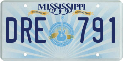 MS license plate DRE791
