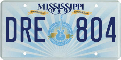 MS license plate DRE804
