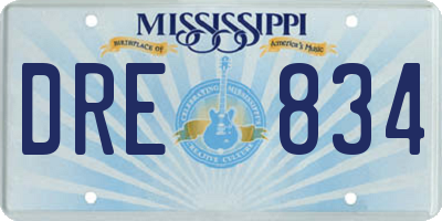 MS license plate DRE834