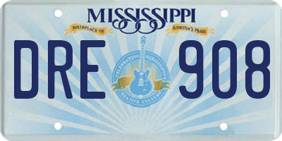 MS license plate DRE908
