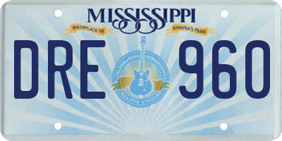 MS license plate DRE960