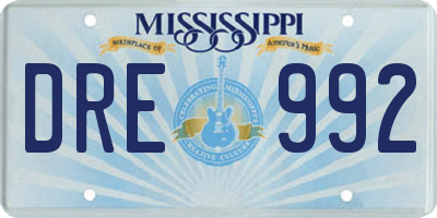 MS license plate DRE992
