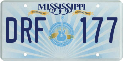 MS license plate DRF177