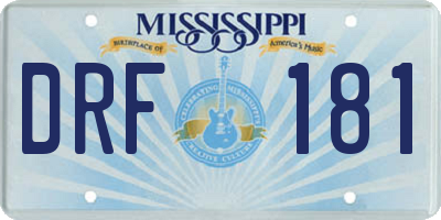 MS license plate DRF181