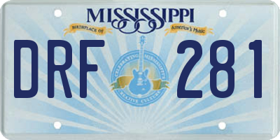 MS license plate DRF281