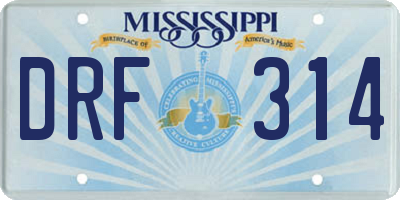 MS license plate DRF314