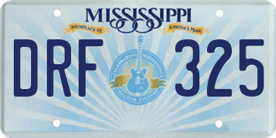 MS license plate DRF325
