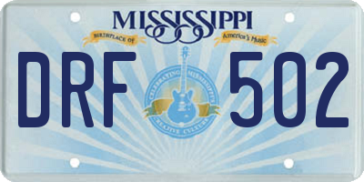 MS license plate DRF502