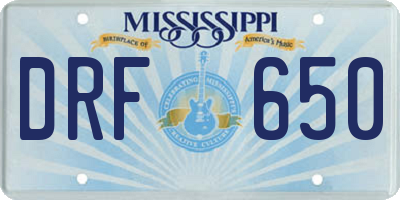 MS license plate DRF650
