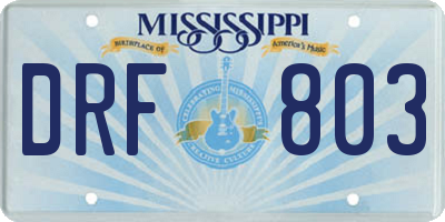 MS license plate DRF803