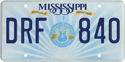 MS license plate DRF840