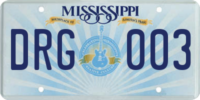 MS license plate DRG003