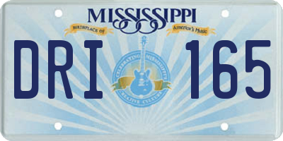 MS license plate DRI165