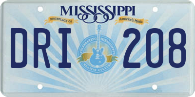 MS license plate DRI208
