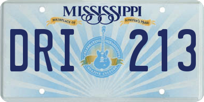 MS license plate DRI213