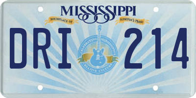 MS license plate DRI214