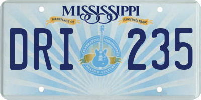 MS license plate DRI235