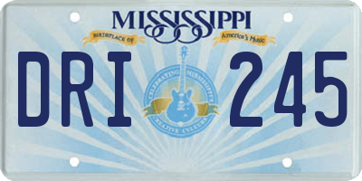 MS license plate DRI245